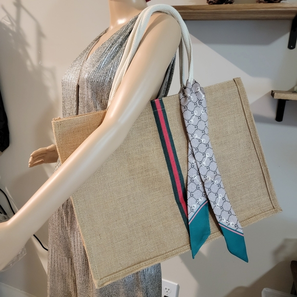 Final Price✅️ Stylish brown Tote Bag with Twilly Scarf Accessory - Picture 1 of 7